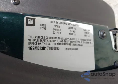 2006 Pontiac Solstice from USA, damaged, VIN 1G2MB33B16Y000095